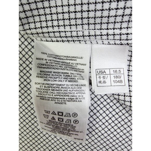 Brooks Brothers Regent Fit Size 16.5 2/3 Mens Non Iron White Black Check Shirt - Picture 6 of 10